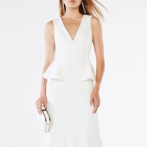 BCBG White Peplum Gown Sz 6
